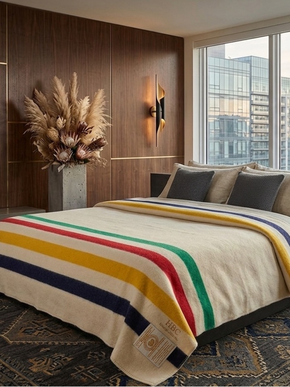 NWT Hudson’s Bay Company 100% Scottish Cashmere Classic Stripes 4-Point Throw